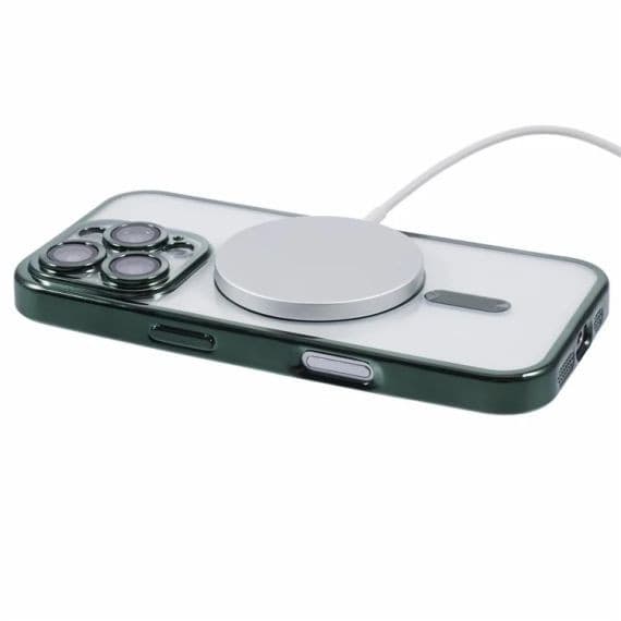 Husa Apple iPhone 16 Pro Max, Magsafe Electroplating TPU, protectie camera, margini verzi — 2
