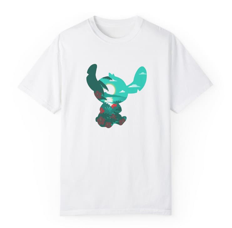 Tricou personalizat alb, copii/adulti, design Stitch Island, modal, diverse marimi — 2