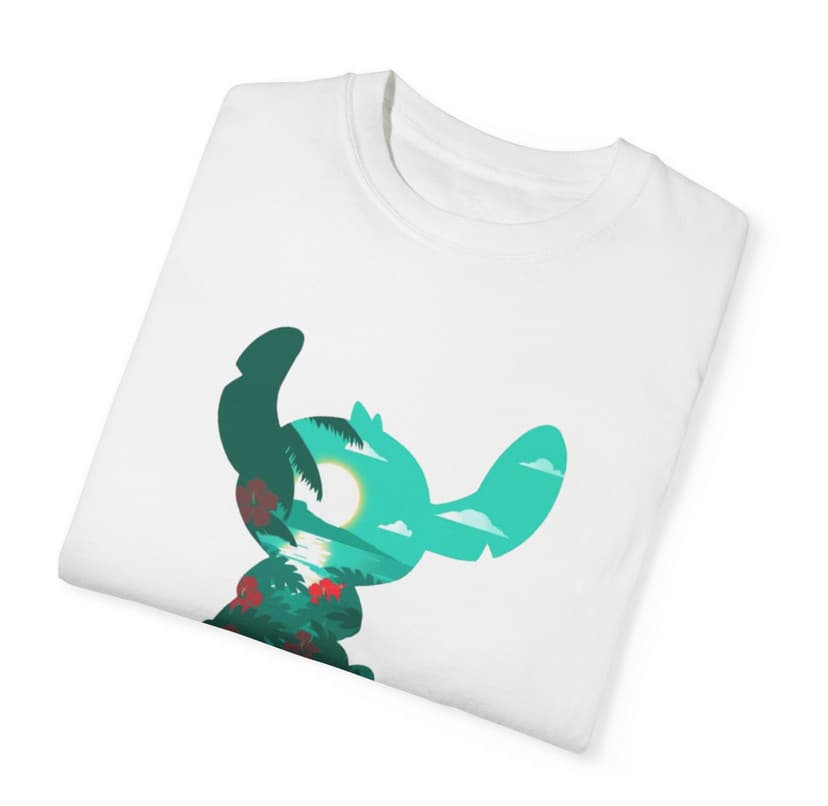 Tricou personalizat alb, copii/adulti, design Stitch Island, modal, diverse marimi — 3