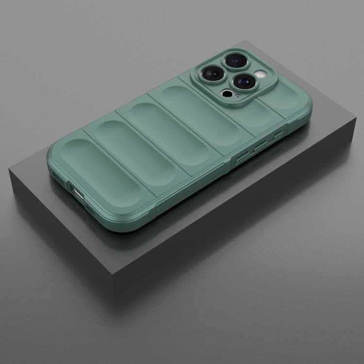 Husa Apple iPhone 16 Pro Max, Wave Silicone, protectie camera, catifea in interior, deep green — 2