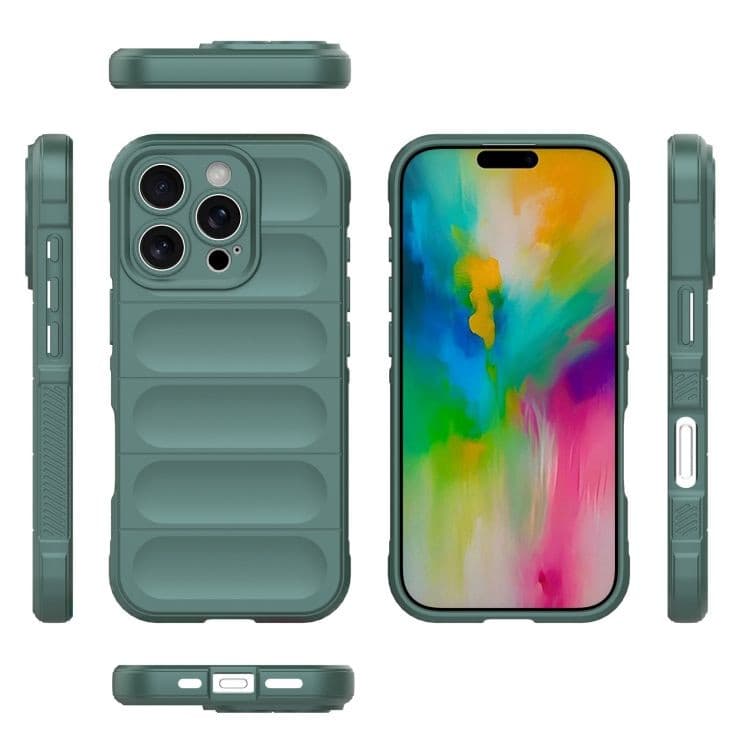 Husa Apple iPhone 16 Pro Max, Wave Silicone, protectie camera, catifea in interior, deep green — 3