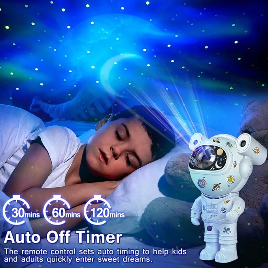 Astronaut cu proiector luna si stele, lampa de veghe copii, boxa bluetooth, telecomanda, alimentare Type-C — 2