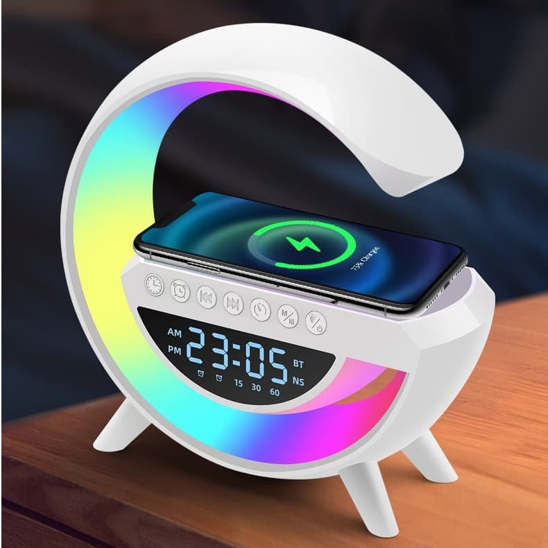 Boxa Bluetooth BT-3401 (LED, AUX, USB, FM, microSD), LED display, incarcare wireless, ceas cu alarma — 2