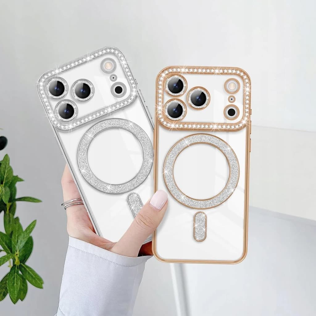 Husa Apple iPhone 17 Pro Max, Electroplating Bling Magsafe, protectie camera, margini negre — 2