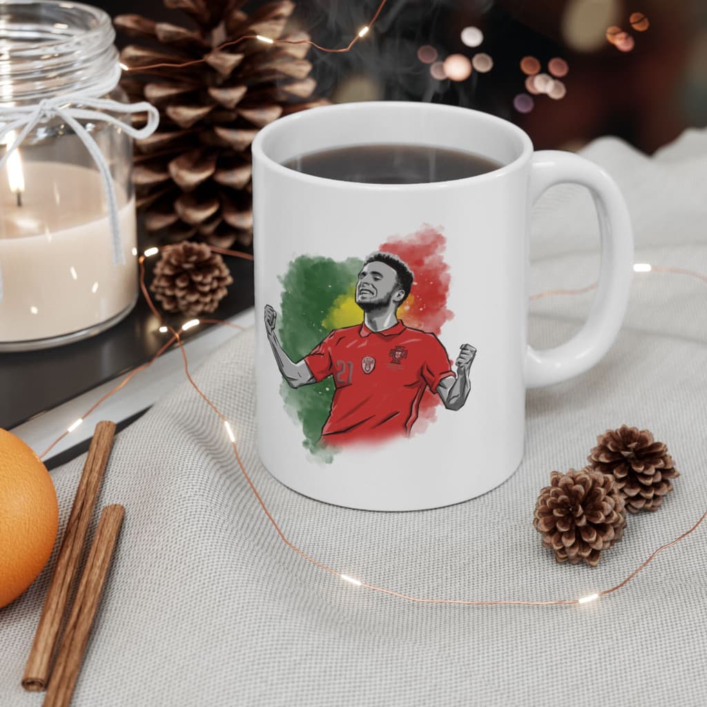 Cana ceramica personalizata, design Portugalia 2024, 330 ml, alba — 2