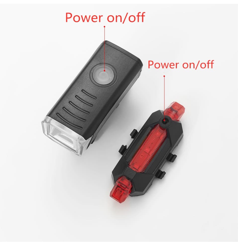 Set lanterna si lumina stop pentru bicicleta HY-025, incarcare USB — 2