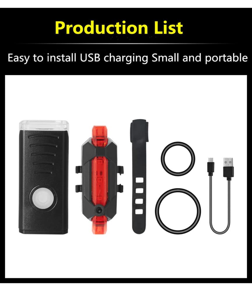 Set lanterna si lumina stop pentru bicicleta HY-025, incarcare USB — 4