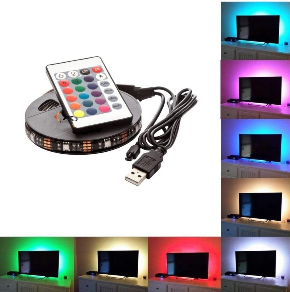 Banda LED RGB pentru TV, USB 5V, lungime 3 metri, telecomanda inclusa — 3