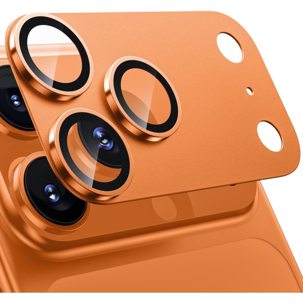 Folie de sticla Apple iPhone 17 Pro Max, protectie lentile camera spate, margine Cosmic Orange — 2