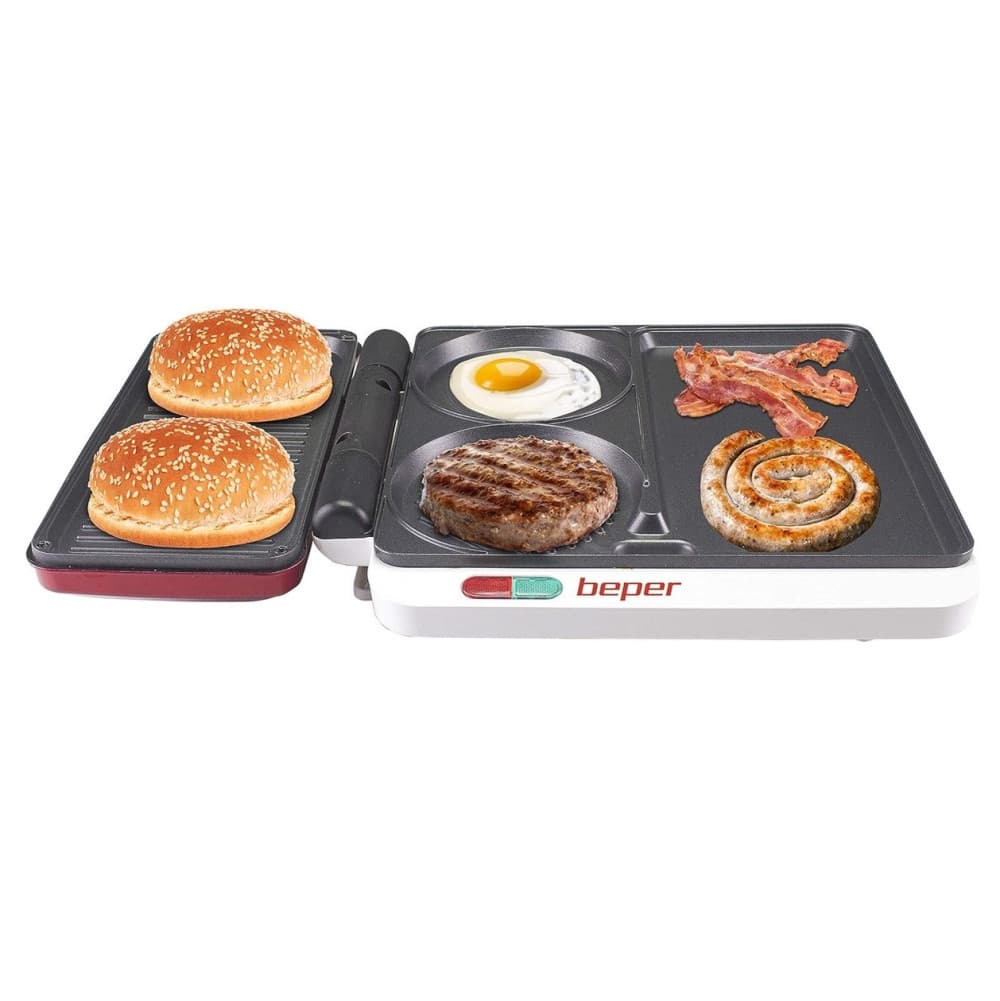 Gratar electric Beper P101CUD500, 1000W, multifunctional 4 in 1, alb — 3