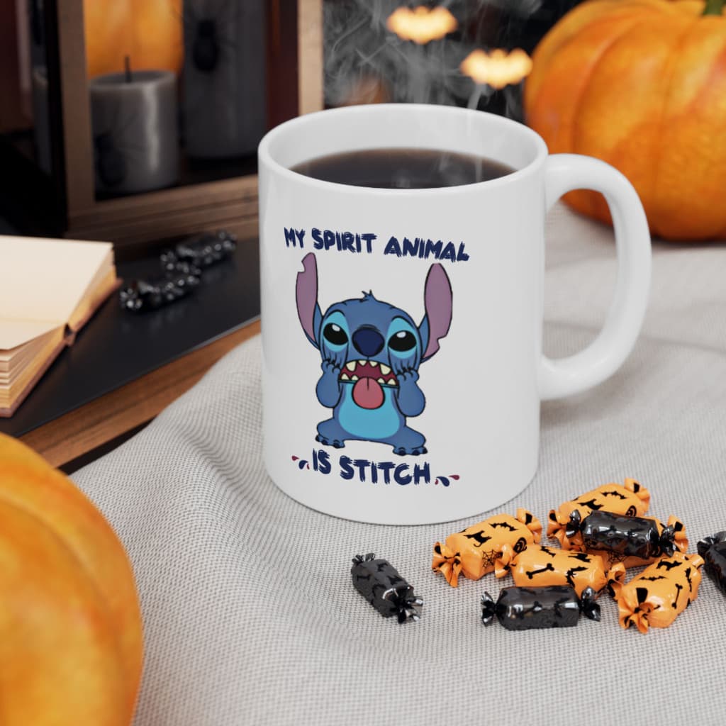Cana ceramica personalizata, design My spirit animal, 330 ml, alba — 2