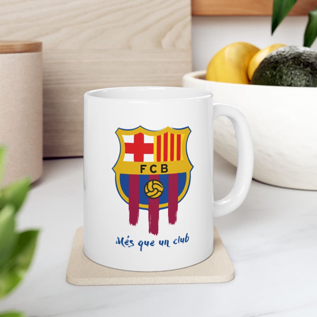 Cana ceramica personalizata, design FCB, 330 ml, alba — 2