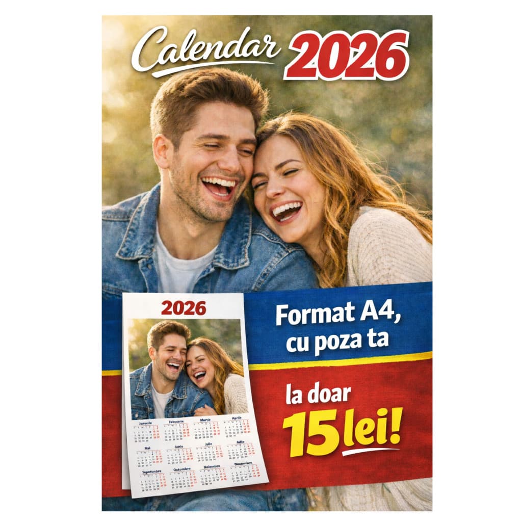 Calendar 2026, personalizat cu poza ta, format A4 — 2