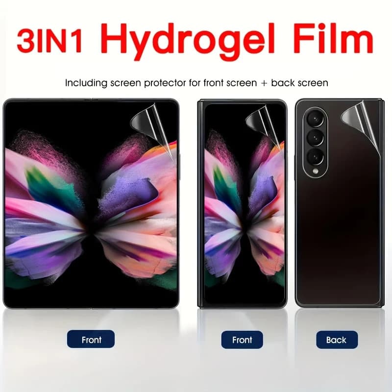 Set 3 folii protectie Samsung Galaxy Z Fold4, Hydrogel, front/front/back, ultra subtiri, transparente — 3