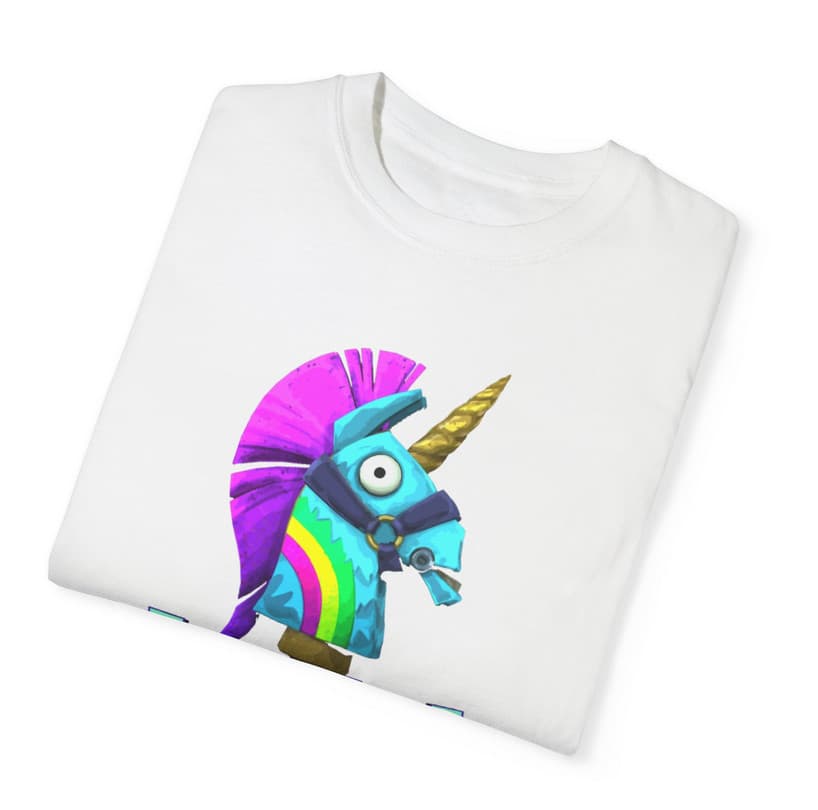 Tricou personalizat alb, copii/adulti, design Llama Unicorn, modal, diverse marimi — 3