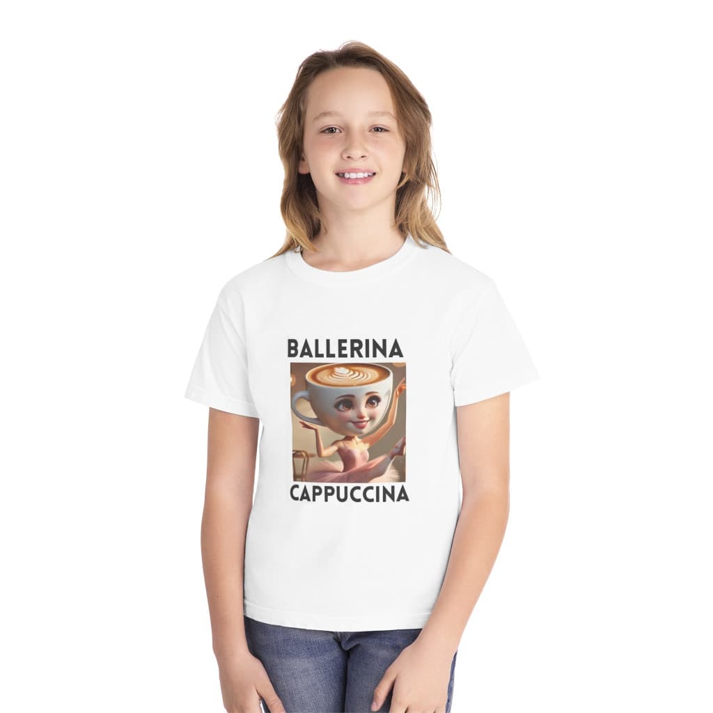 Tricou personalizat alb, copii/adulti, design Ballerina Cappuccina 1, modal, diverse marimi — 3