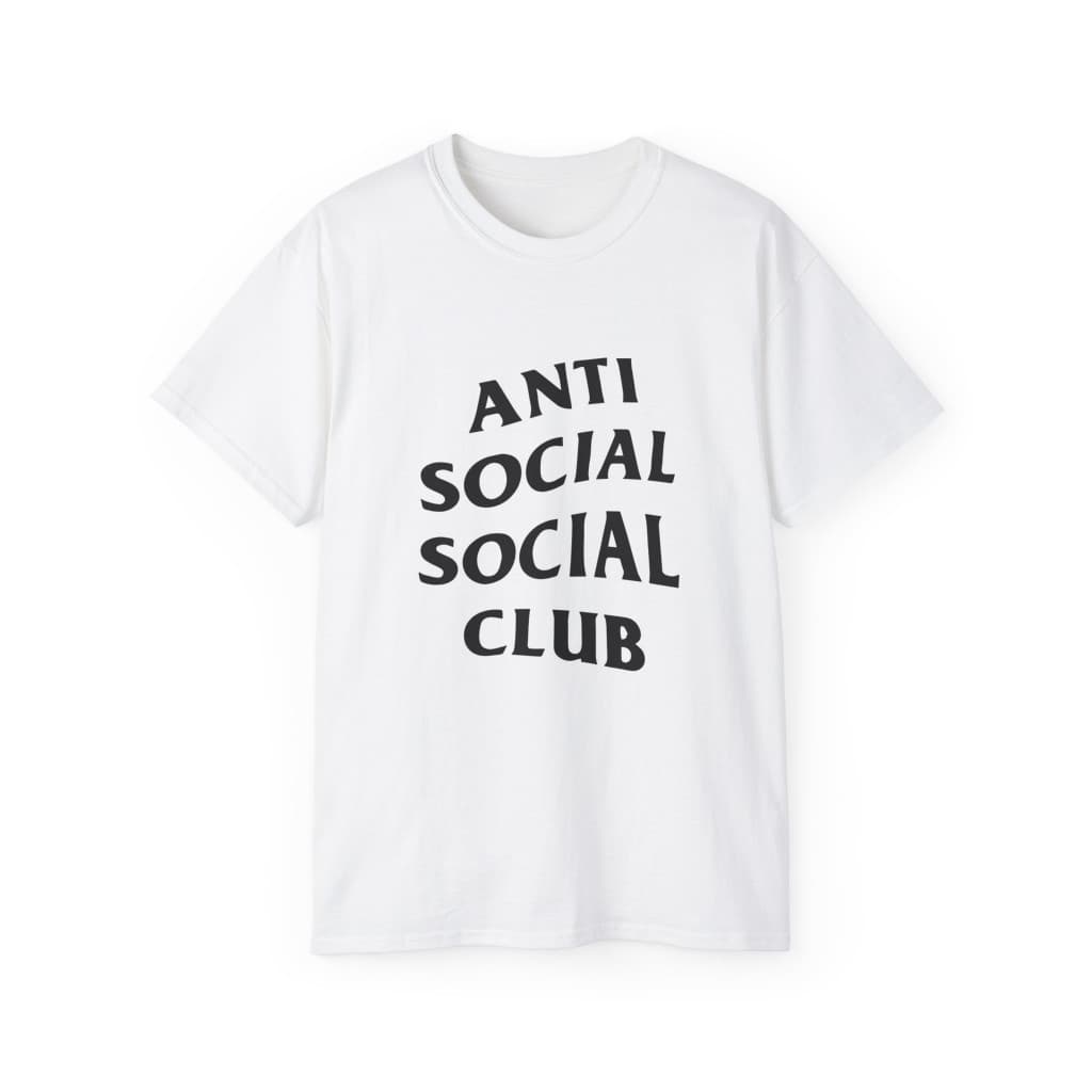 Tricou personalizat alb, copii/adulti, design Anti Social Social Club, modal, diverse marimi — 2