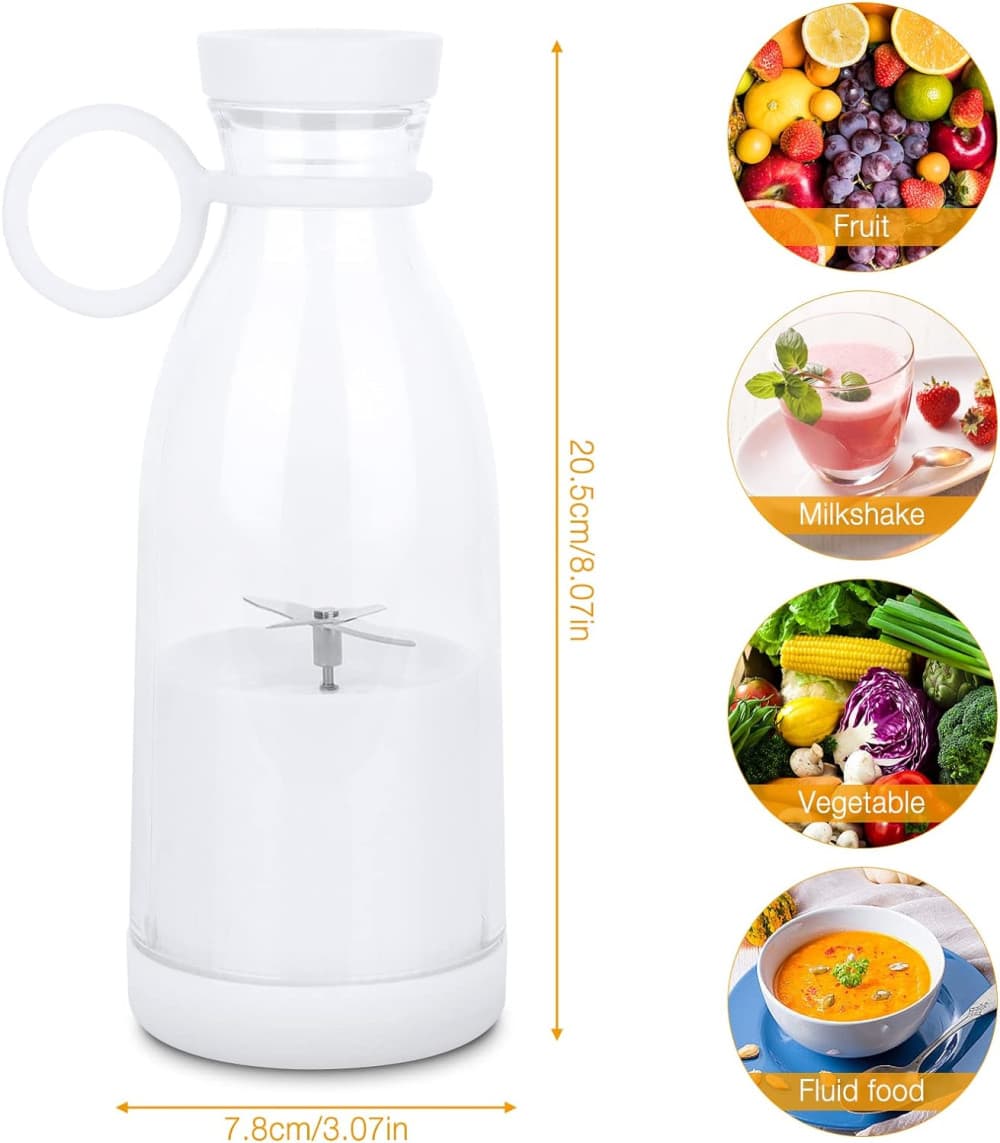Mini blender / smoothie maker portabil A-579, 300 ml, incarcare USB, alb — 3
