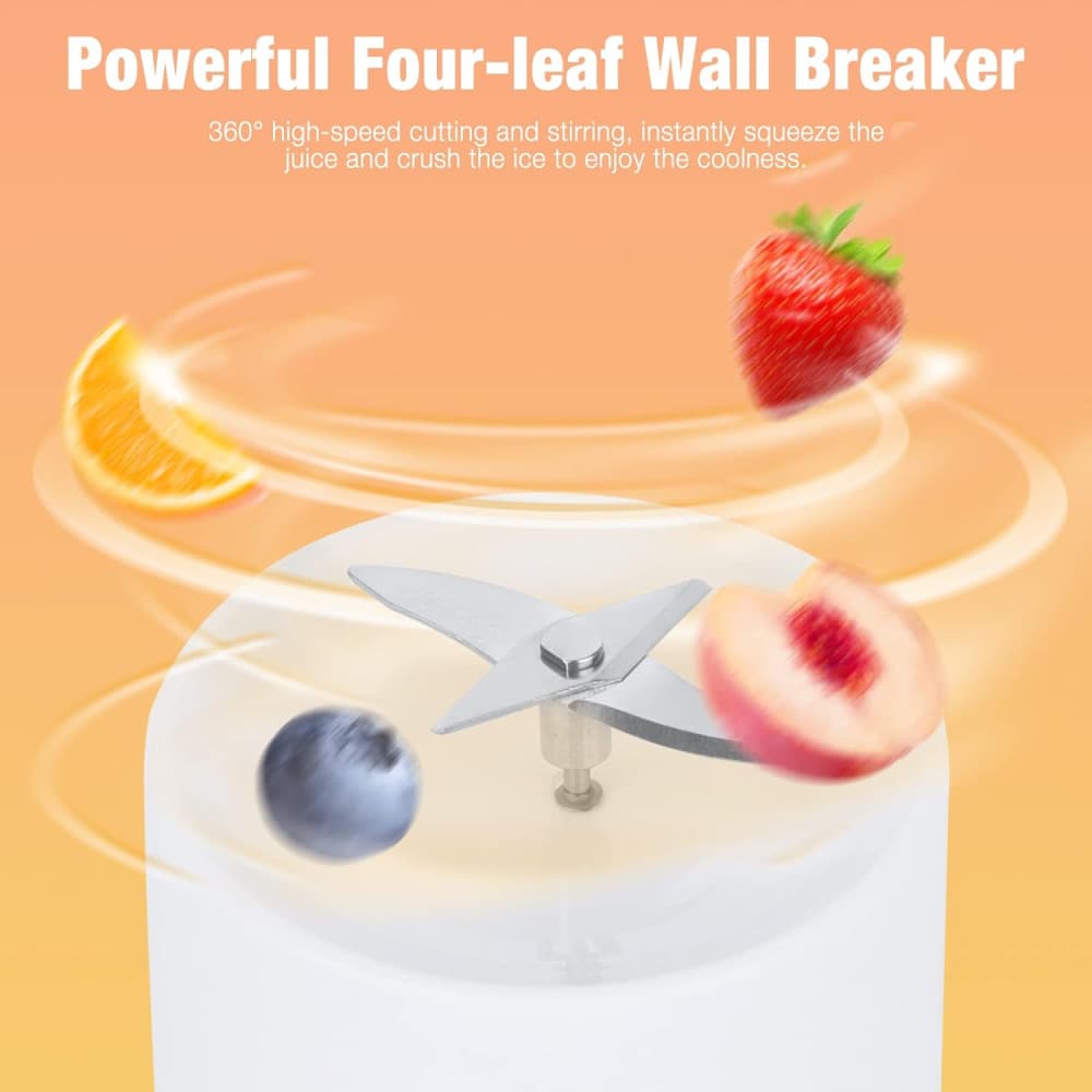Mini blender / smoothie maker portabil A-579, 300 ml, incarcare USB, alb — 5