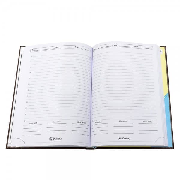 Agenda A5 nedatata Herlitz 9479810, 224 pagini, coperta buretata maro — 2