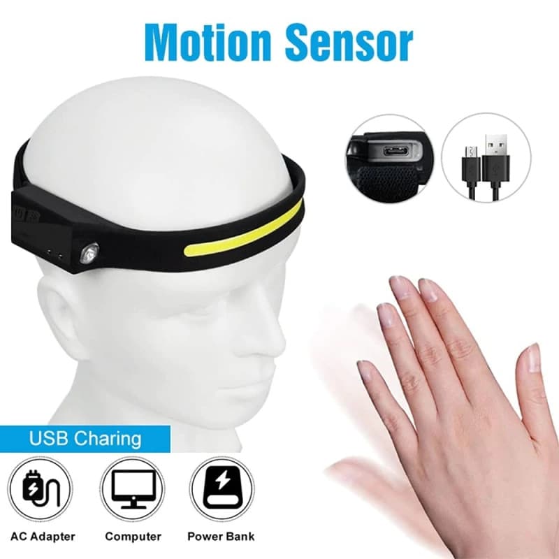 Lanterna frontala flexibila, cu acumulator si senzor de miscare, LED COB + LED XPE — 2