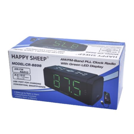 Radio AM/FM cu ceas Happy Sheep CR-8898, Ecran LED, alarma dual, negru — 3