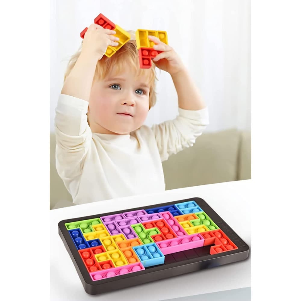Joc antistres din silicon, Pop It Now and Flip It, Puzzle Blocks, Multicolor — 2