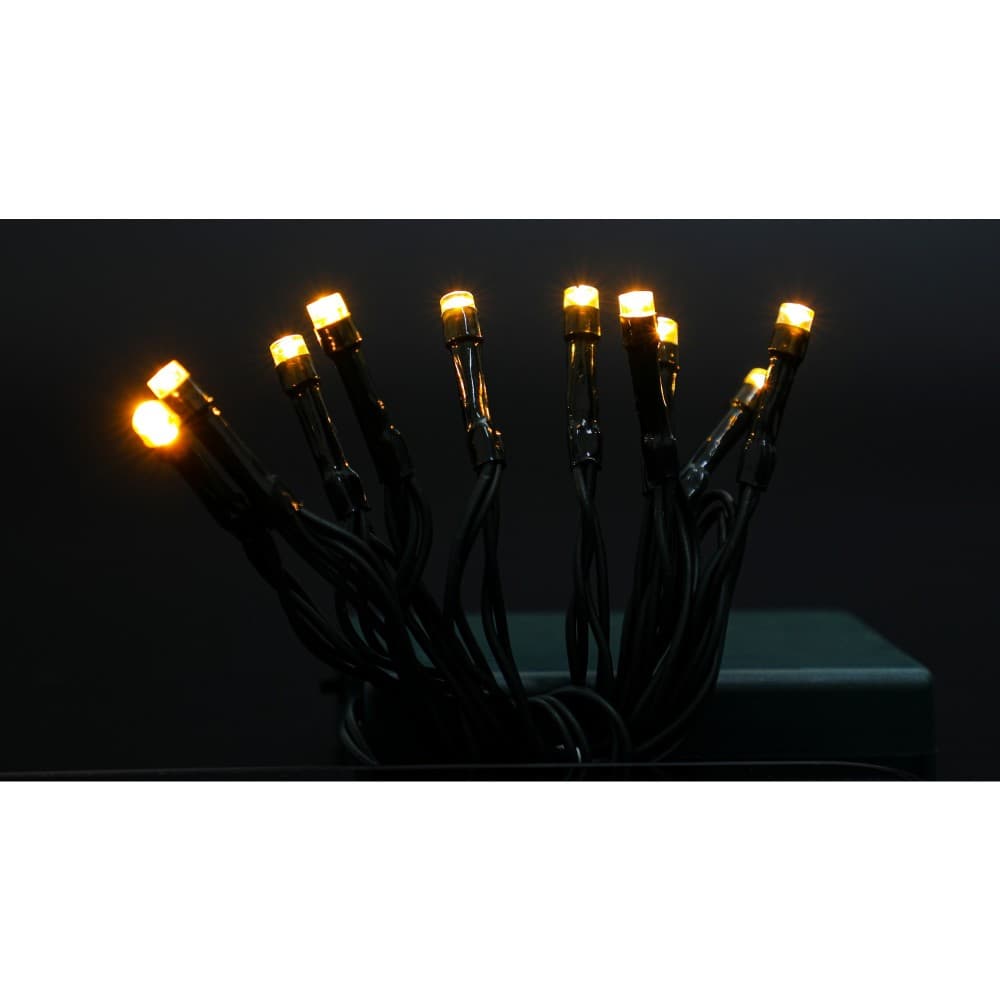Instalatie de Craciun cu baterii tip liniar, 2 jocuri de lumini, fir verde 1 m 10 LED -uri, alb cald — 2