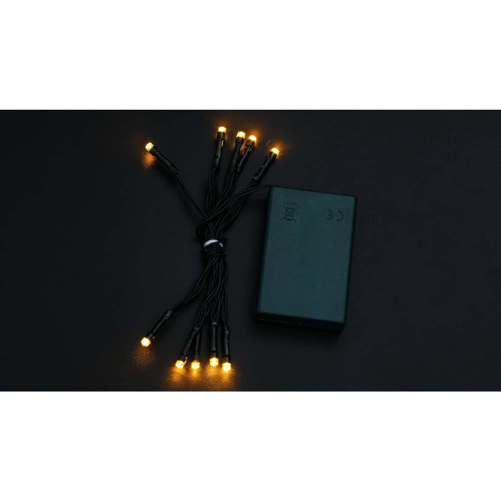 Instalatie de Craciun cu baterii tip liniar, 2 jocuri de lumini, fir verde 1 m 10 LED -uri, alb cald — 3