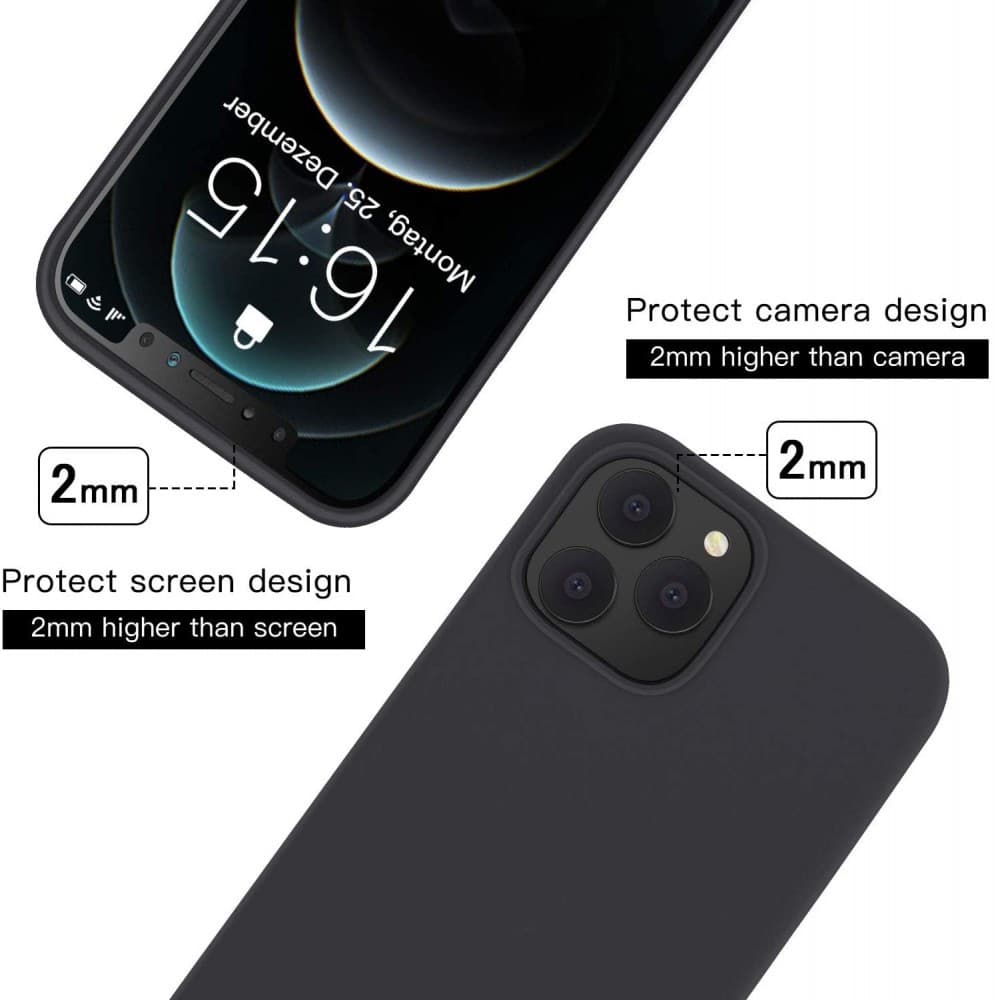 Husa Apple iPhone 13, Luxury Silicone, catifea in interior, protectie camere, negru — 3