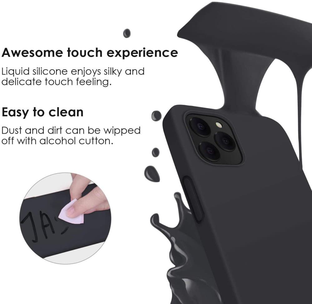 Husa Apple iPhone 13, Luxury Silicone, catifea in interior, protectie camere, negru — 4