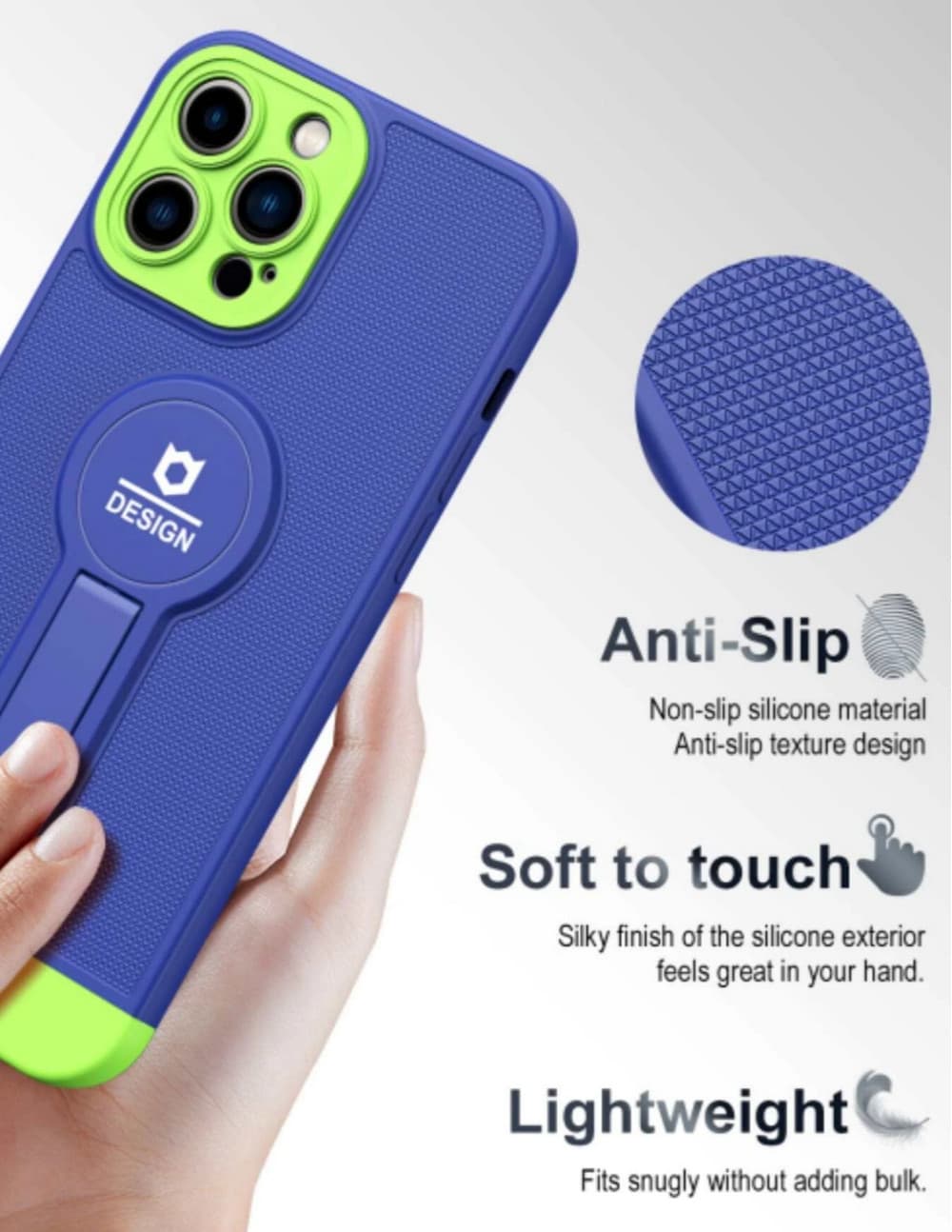Husa Apple iPhone 13, Armor Design, functie stand, insertie metalica pentru suport auto magnetic, albastru — 4