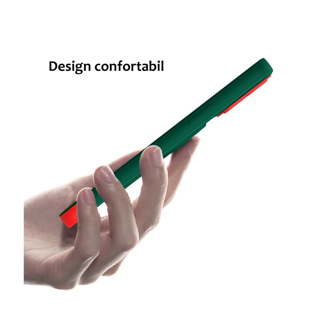 Husa Apple iPhone 13, Armor Design, functie stand, insertie metalica pentru suport auto magnetic, verde/rosu — 4