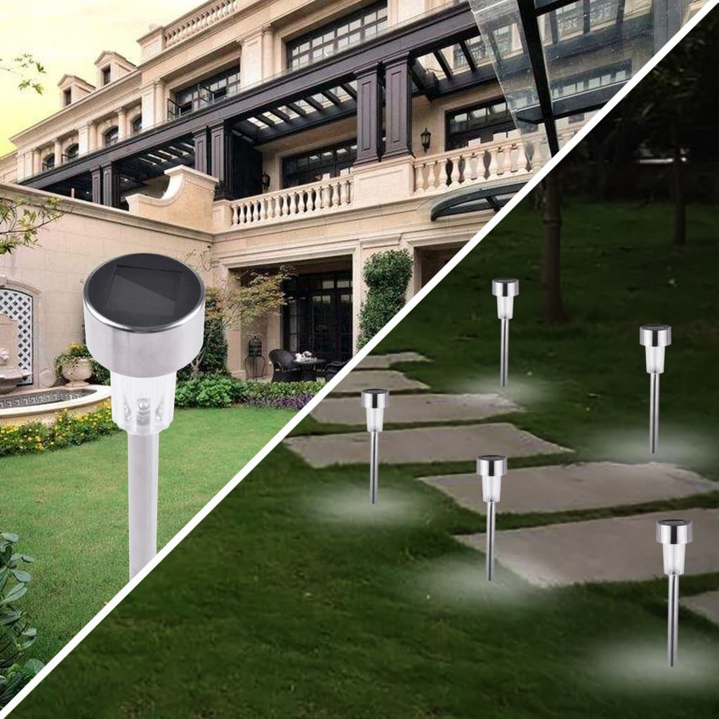 Lampa solara LED decorativa pentru gradina, argintie, lumina alb rece — 4