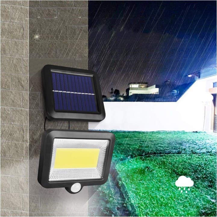 Lampa solara cu senzor de miscare, 100 LED -uri, 1 grila pe inductie, montaj pe perete, neagra — 2
