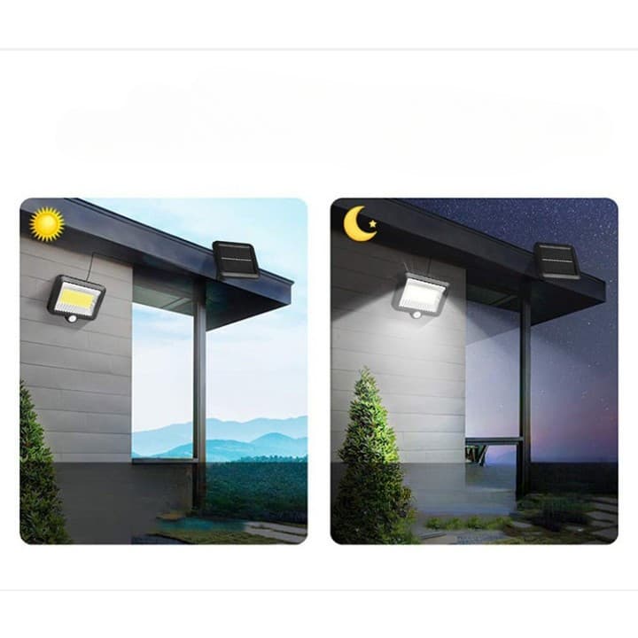 Lampa solara cu senzor de miscare, 100 LED -uri, 1 grila pe inductie, montaj pe perete, neagra — 3