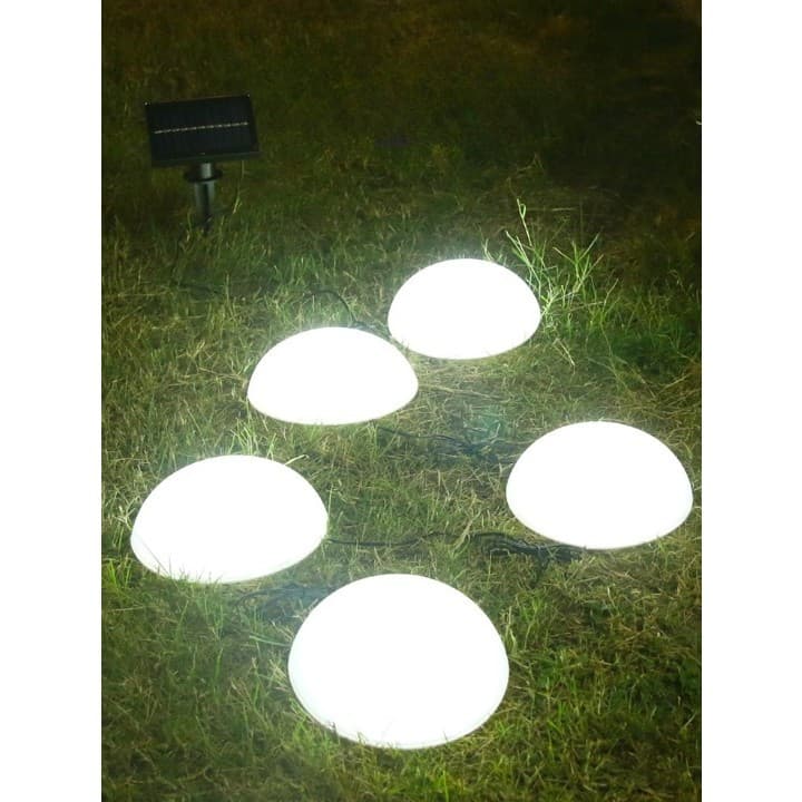 Decoratiune pentru gradina, lampi solare in forma de ciuperca, 5 ciuperci, alb rece — 2