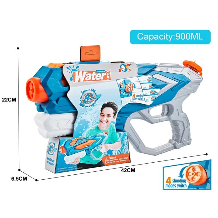 Jucarie pistol cu apa, plastic, 4 duze, rezervor 900 ml, 6 ani+, albastru — 2