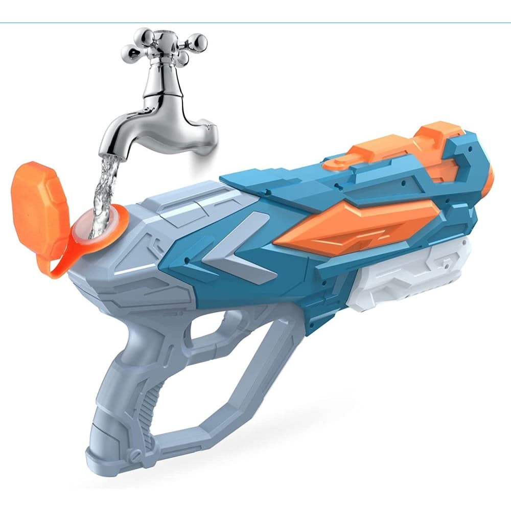 Jucarie pistol cu apa, plastic, 4 duze, rezervor 900 ml, 6 ani+, albastru — 4