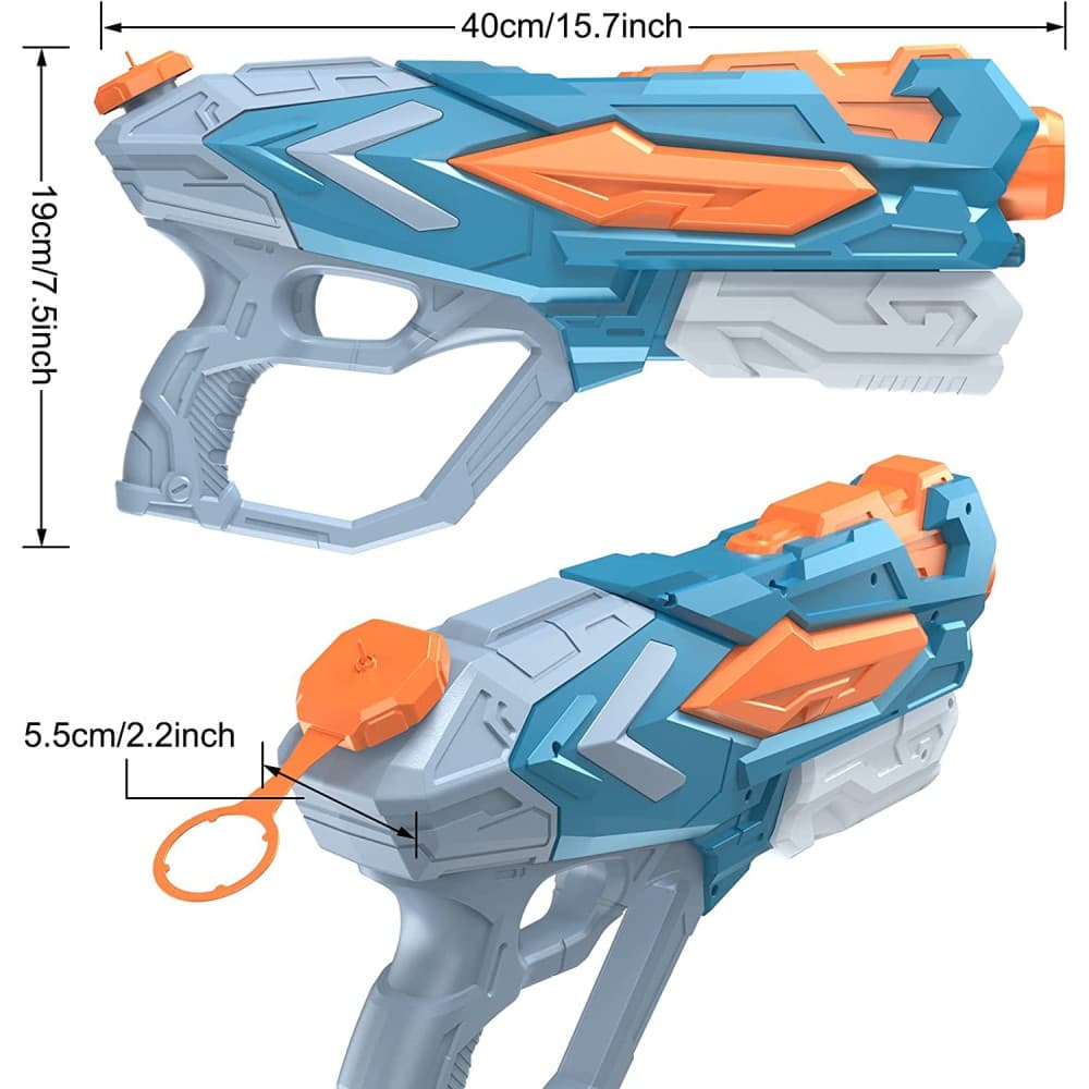Jucarie pistol cu apa, plastic, 4 duze, rezervor 900 ml, 6 ani+, albastru — 5
