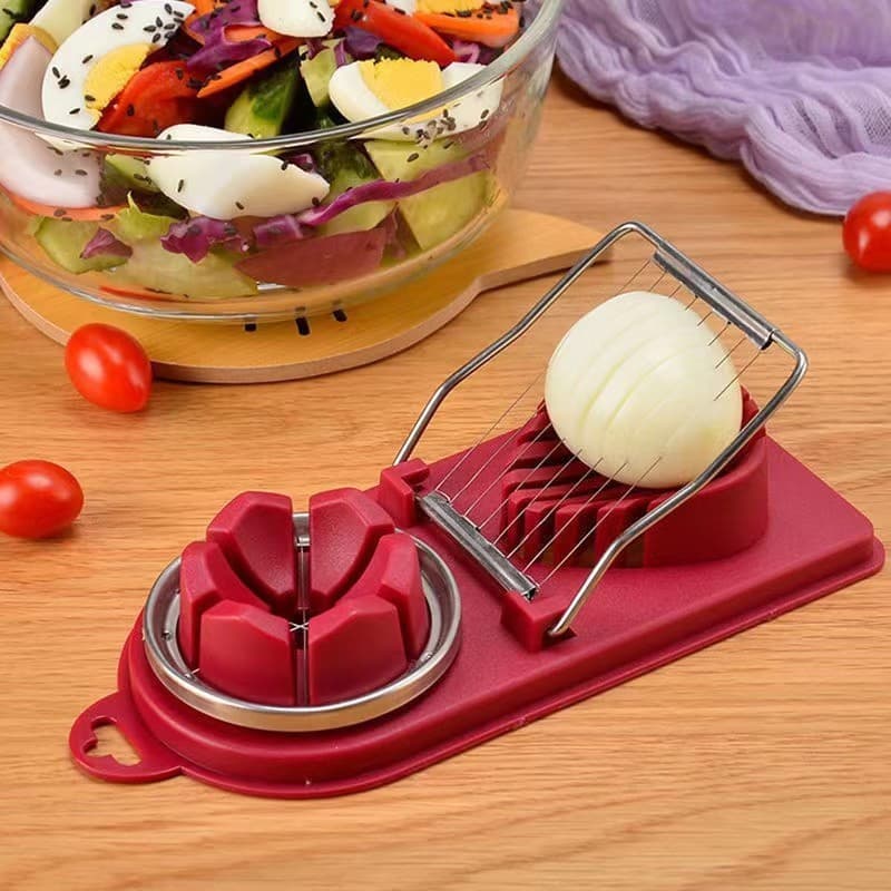 Feliator multifunctional oua, mozzarela, fructe, 2 forme de feliere, agatatoare, 20 cm, visiniu — 3