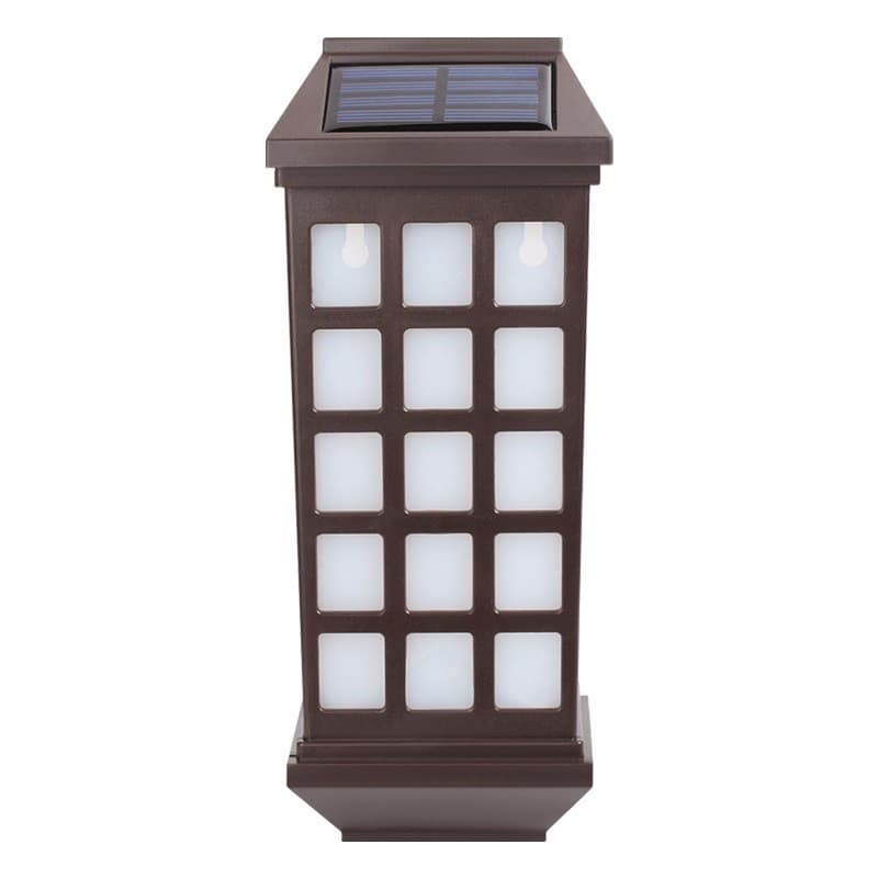 Lampa solara LED tip Felinar pentru perete, 23 x 9 cm, 1.2V, ABS, 600mAh, rezistent la apa, alb cald — 2