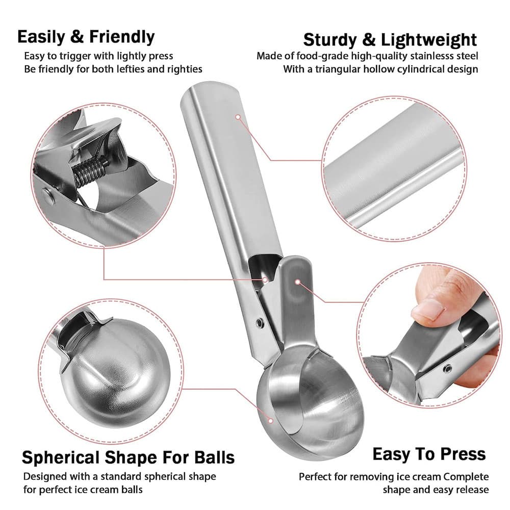 Lingura dozatoare inghetata Cool Serving, inox, argintie — 3
