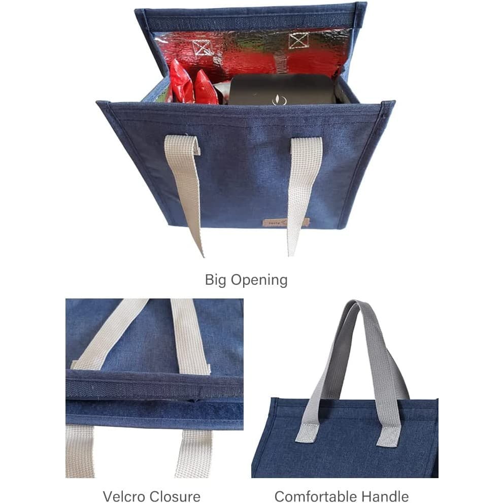 Geanta termoizolanta tip bento bag, camping cooler bag, 22.5 x 13 cm, 3.3 L, albastra — 3