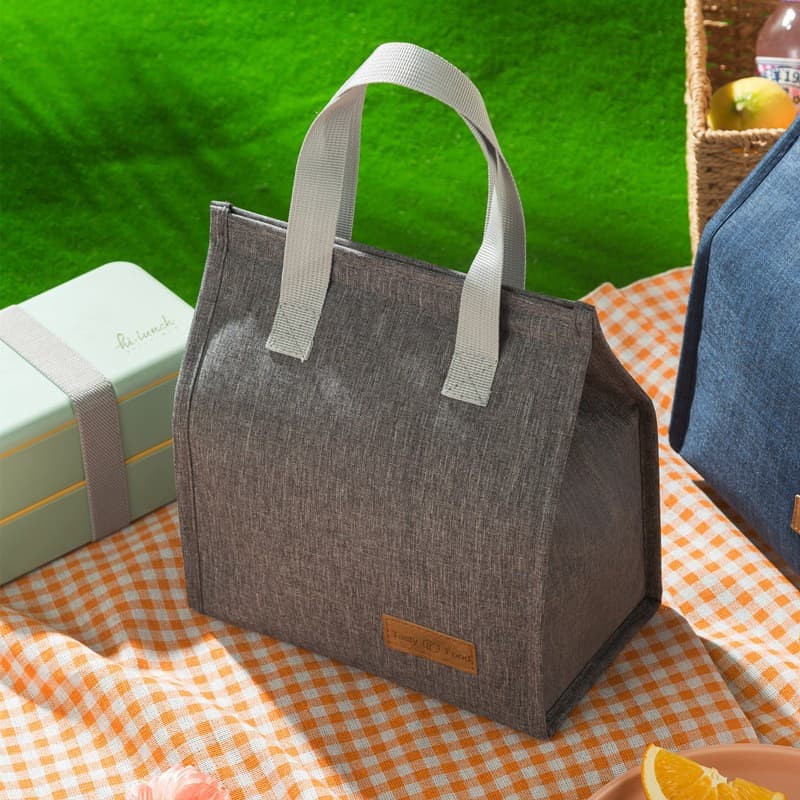 Geanta termoizolanta tip bento bag, camping cooler bag, 22.5 x 13 cm, 3.3 L, gri — 3