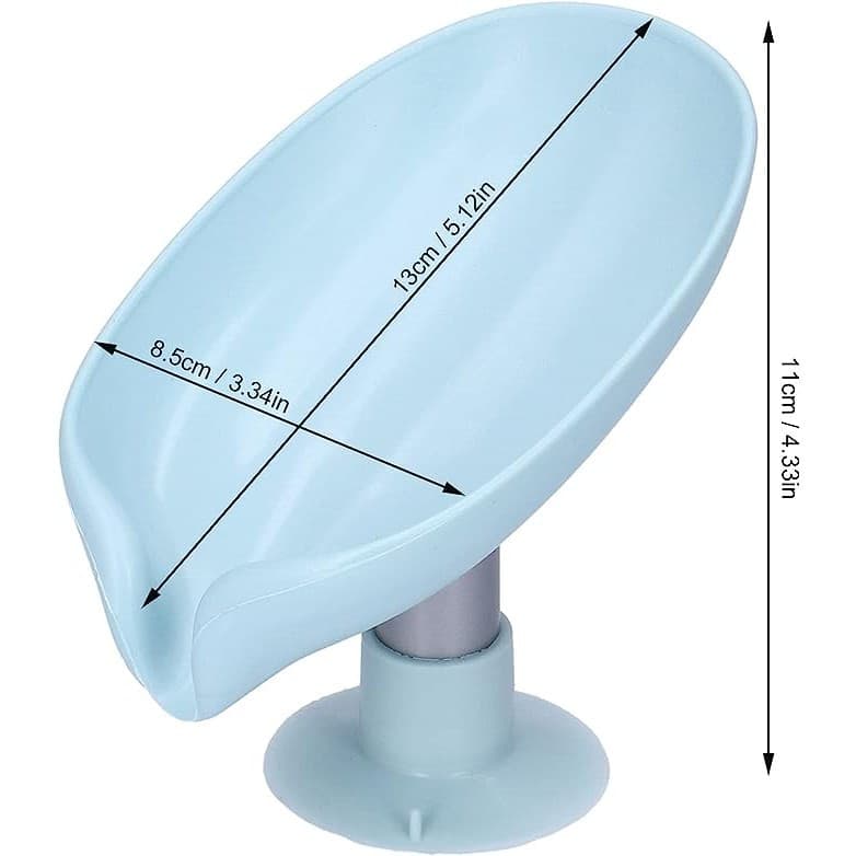 Savoniera cu scurgere pentru sapun, cu ventuza, material ABS, 13 x 8.5 x 10.5 cm, albastra — 7