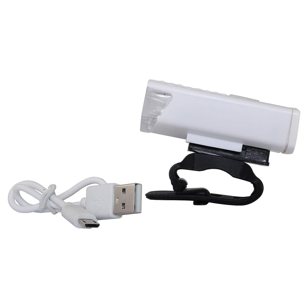 Far cu LED proiector pentru bicicleta/trotineta, reincarcabil, cablu USB inclus, alb — 2