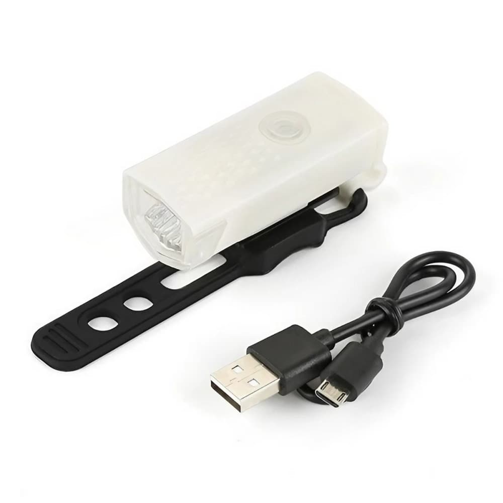 Far cu LED proiector pentru bicicleta/trotineta, reincarcabil, cablu USB inclus, alb — 3
