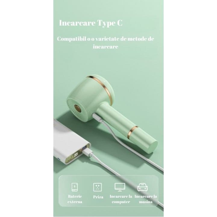 Aparat curatat scame, par si praf, acumulator, incarcare USB, lame din otel inoxidabil, verde — 2