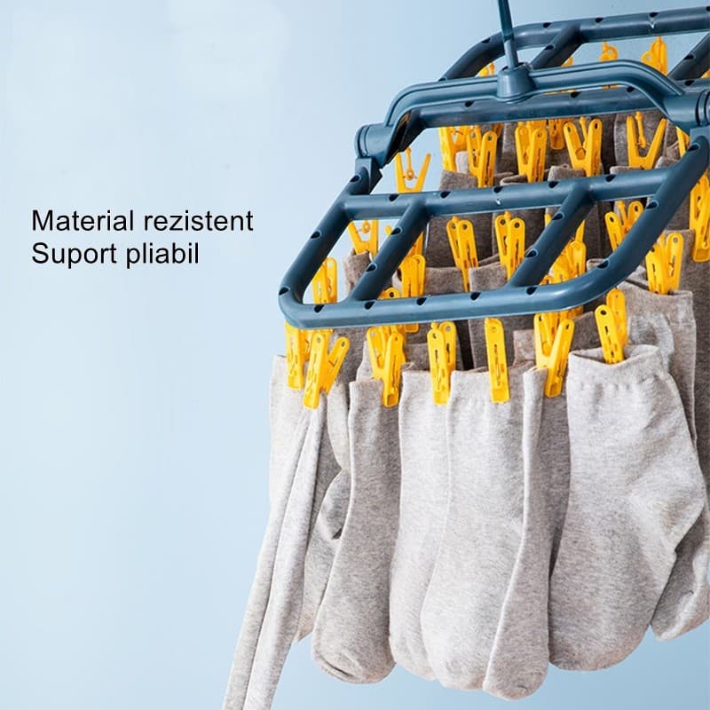 Uscator de Rufe Suspendat, 40 carlige, multifunctional, 36 x 24 cm, albastru/galben — 2